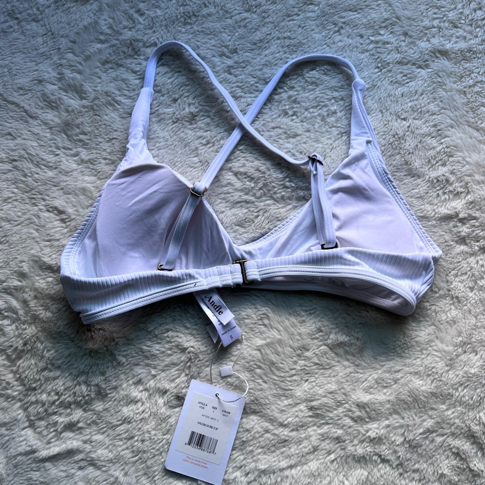 Andie Swim Valencia Rib Top White Ribbed Bikini Bralette AT105 Womens Small NEW